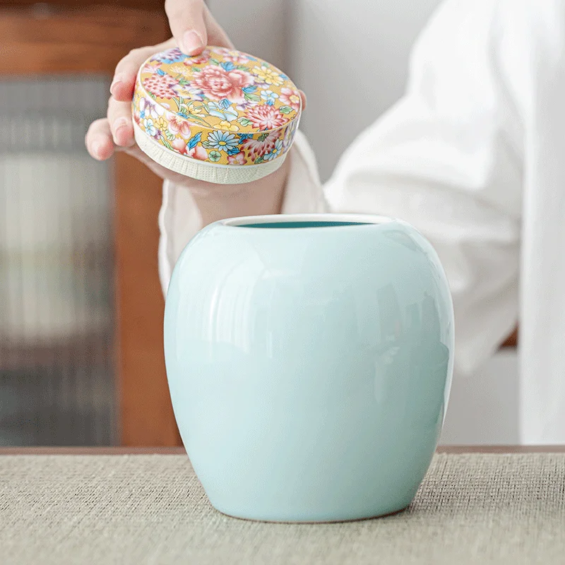 

Painted Ceramic Storage Jar Jewelry Box Sealed Candy Nuts Coffee Bean Storage Jar Bottle Kitchen Container Home Decoration Gift