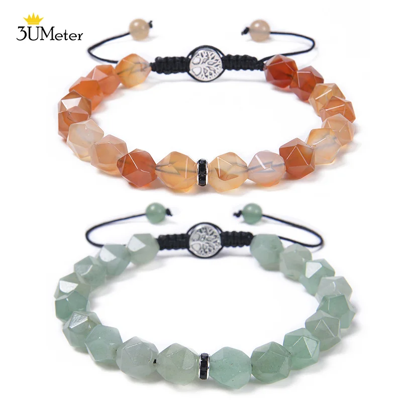 

3UMeter Trendy Crystal Beaded Bracelet Braied Natural Black Onyx Lava Stone Beads Bracelet Men Women Healing Yoga Jewelry Bangle
