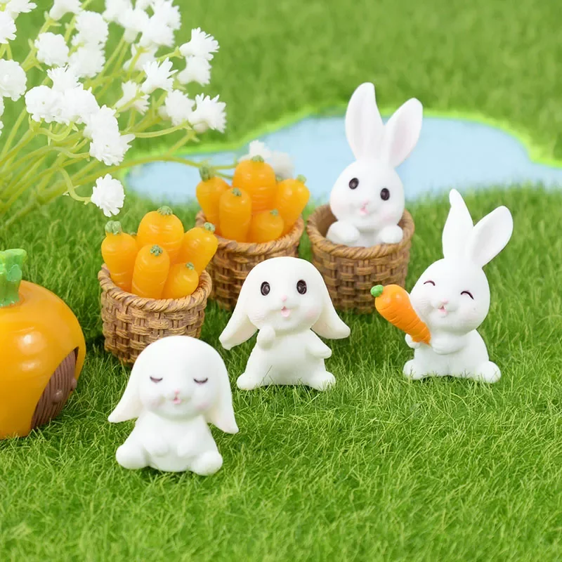 

Cute Resin Rabbit Ornament Micro Landscape Decoration Mini Rabbit Crafts Miniatures Figurines For Happy Easter Home Decor