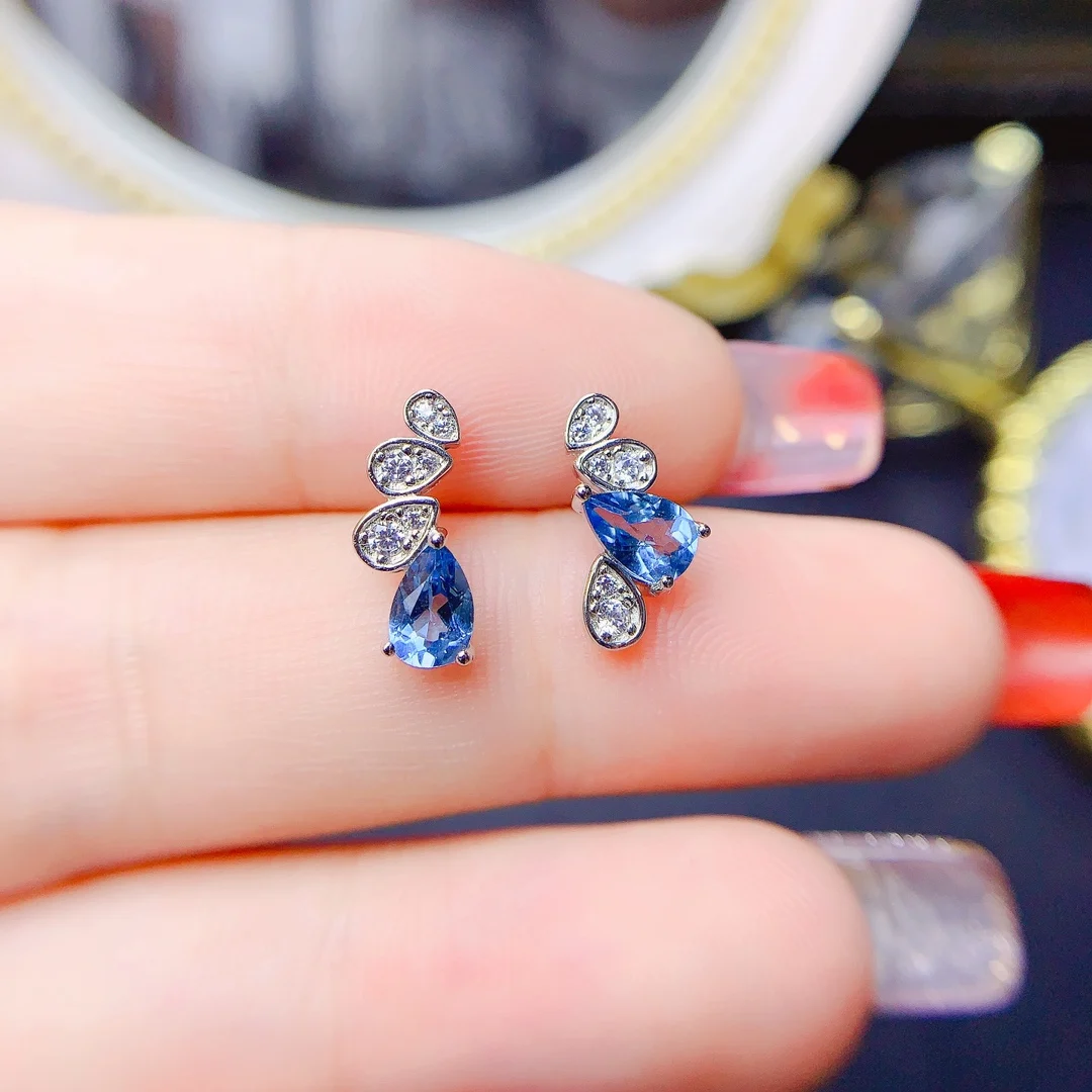 

Natural Topa stone earrings Women's Silver 925 earrings Women's Wedding Gems Free Shipping Earrings Sterling Certified Jewelry