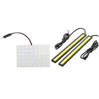 white 1210 smd 48 led car interior dome light panel w t10 ba9s festoon with 2 x super bright car drl fog driving lamps