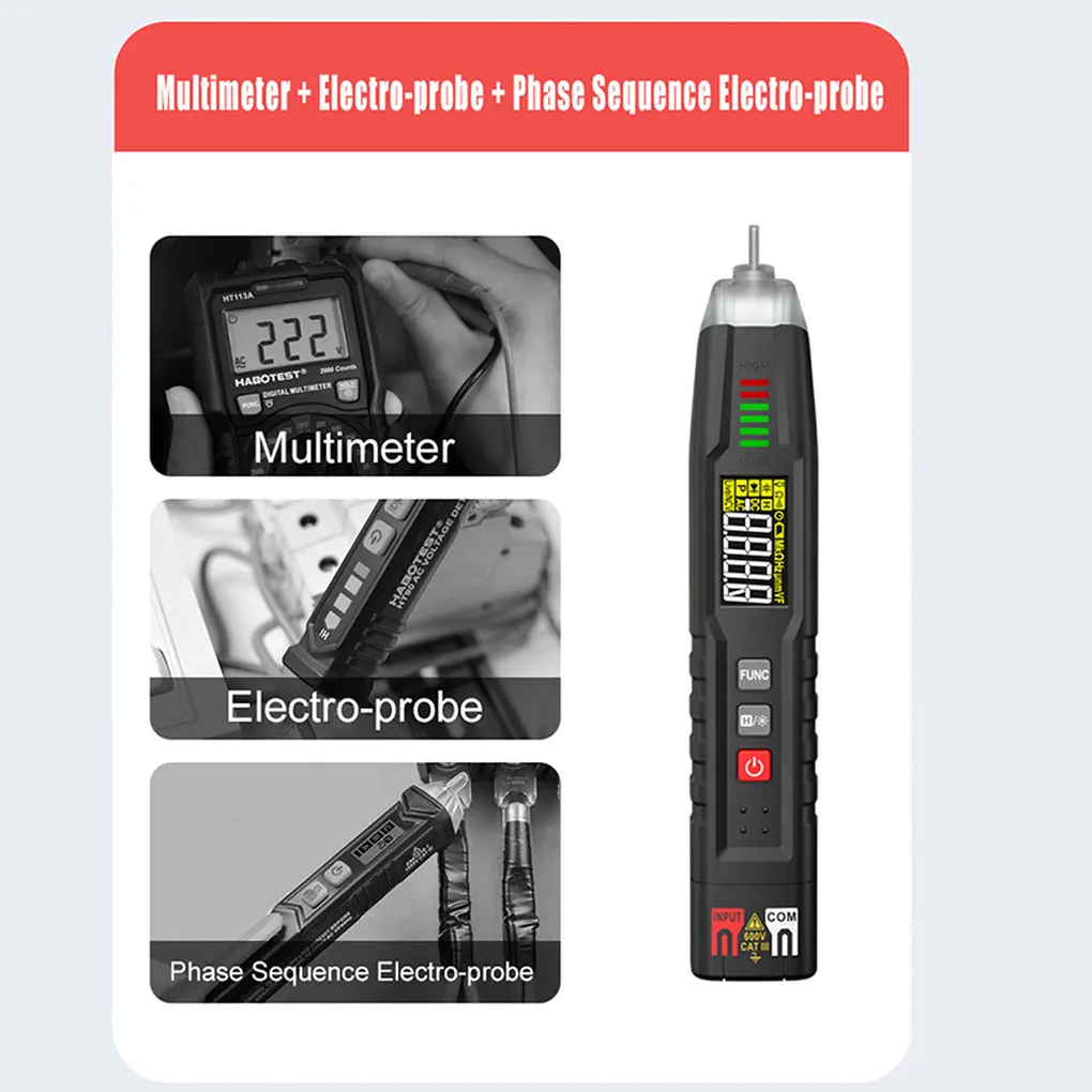 

Прибор для проверки напряжения, удобный мультитестер в виде ручки, портативный детектор легкости, поворотный провод, проверка, бытовой инст...