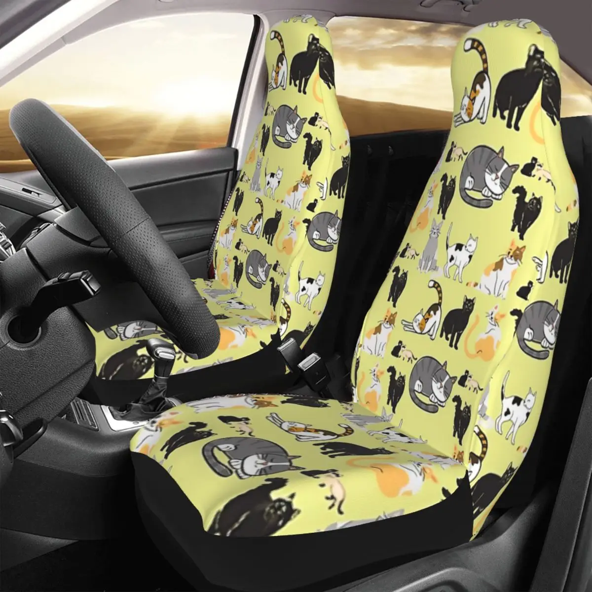

Fun Cat Socks Car Seat Cover Custom Printing Universal Front Protector Accessories Cushion Set