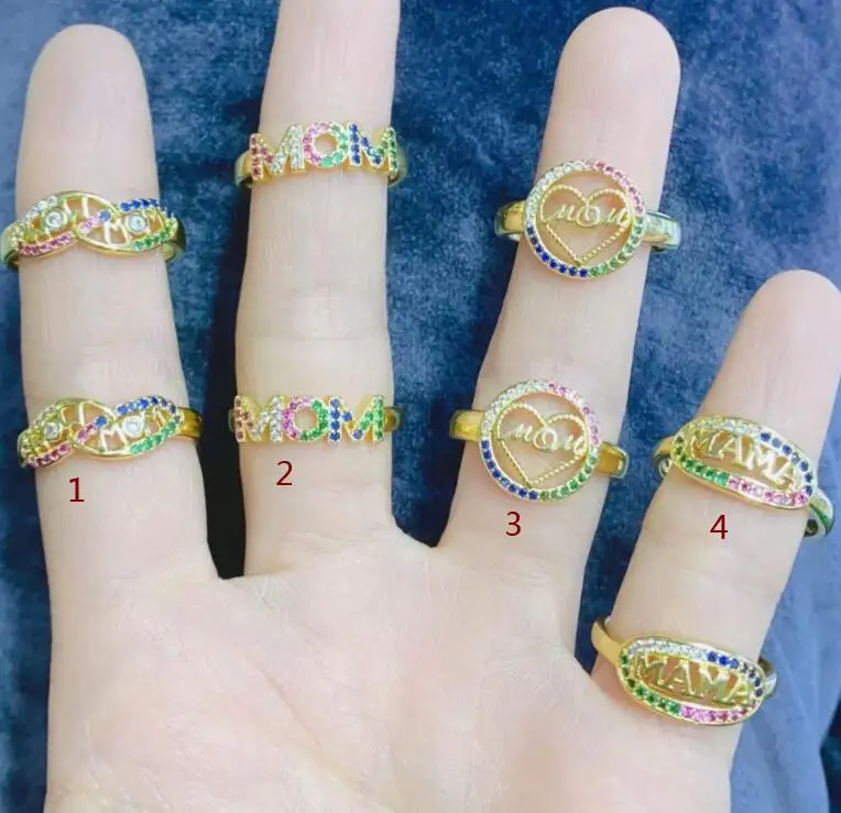 

1pcs Gold color color MAMA Ring for women Cubic Zirconia Open Ring Simple Finger Ring Jewelry Wholesale df4s