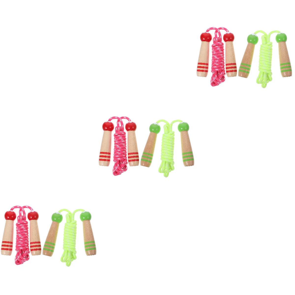 

6 pcs Children Jump Rope Adjustable Skipping Ropes Wooden Handle Jumping Ropes