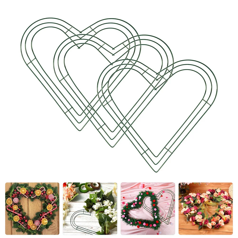 

3 Pcs Wedding Stuff Wreath Supplies Valentine's Day Holder Iron Frame Metal DIY Form Heart Durable