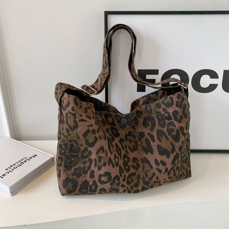 Высококачественная женская сумка с леопардовым узором парусиновая модная через