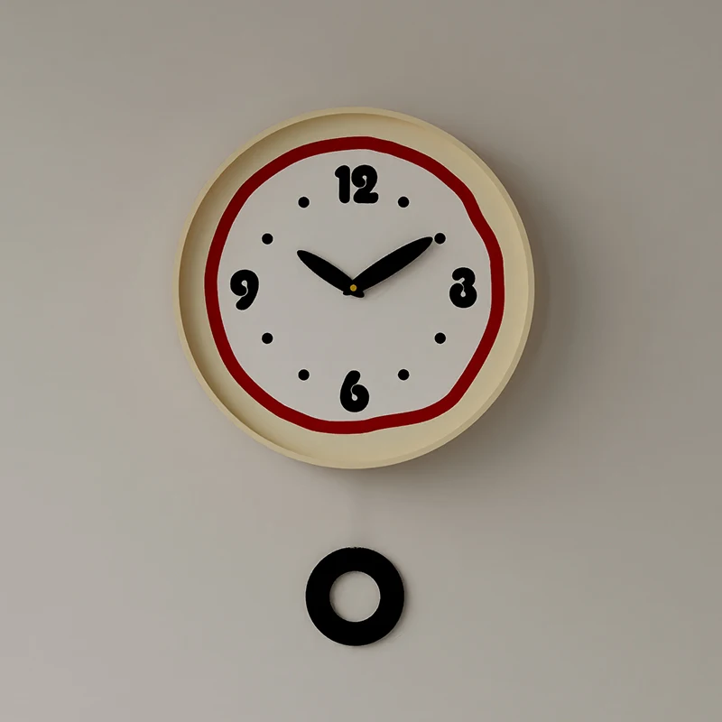 

Pendulum Round Wall Clock Free Shipping Silent Bedrooms Luminous Korean Korean Minimalist Restaurant Reloj De Pared Decoration