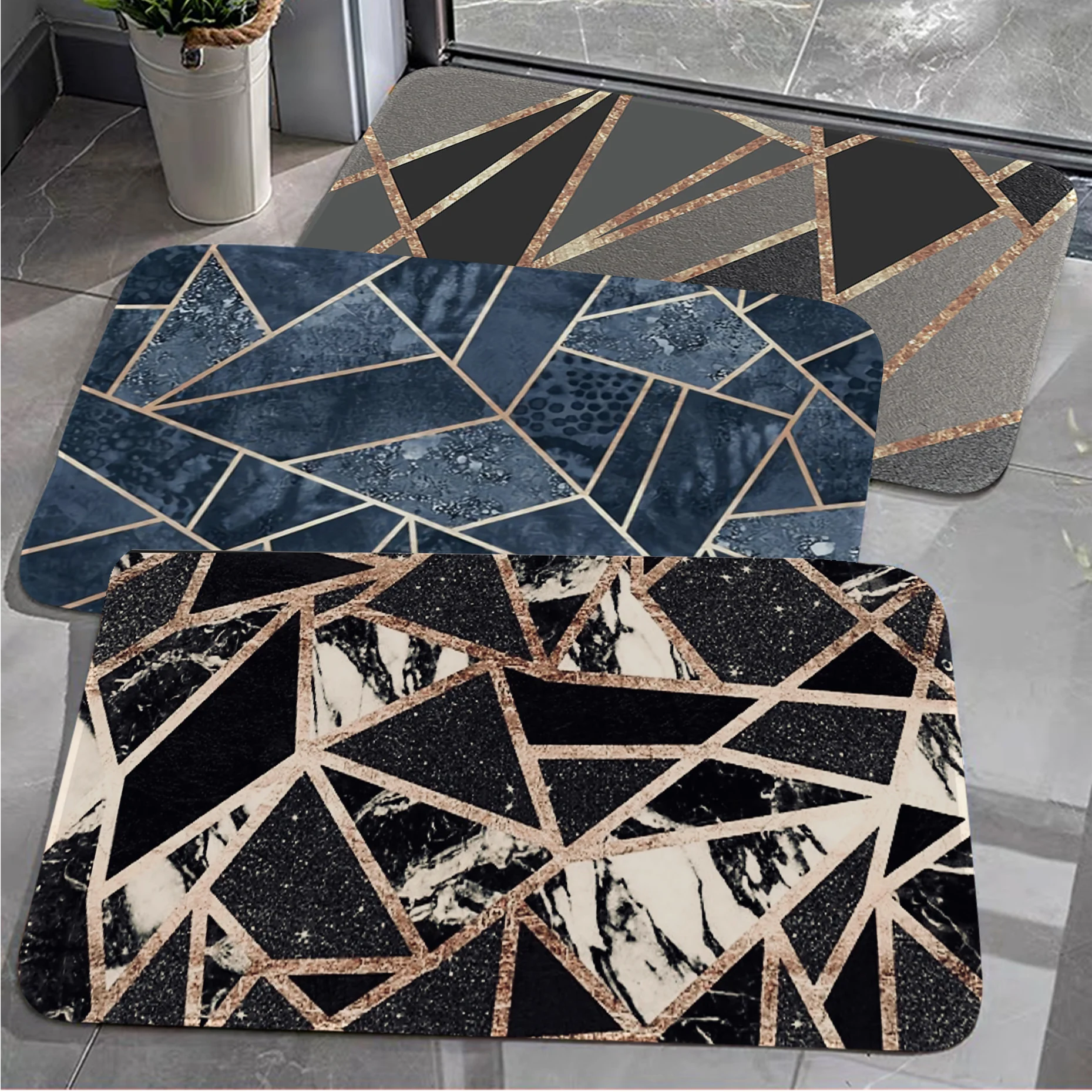 

Geometric Marble Room Mats Nordic Style Bedroom Living Room Doormat Home Balcony Anti-Slip Doormat Area Rug