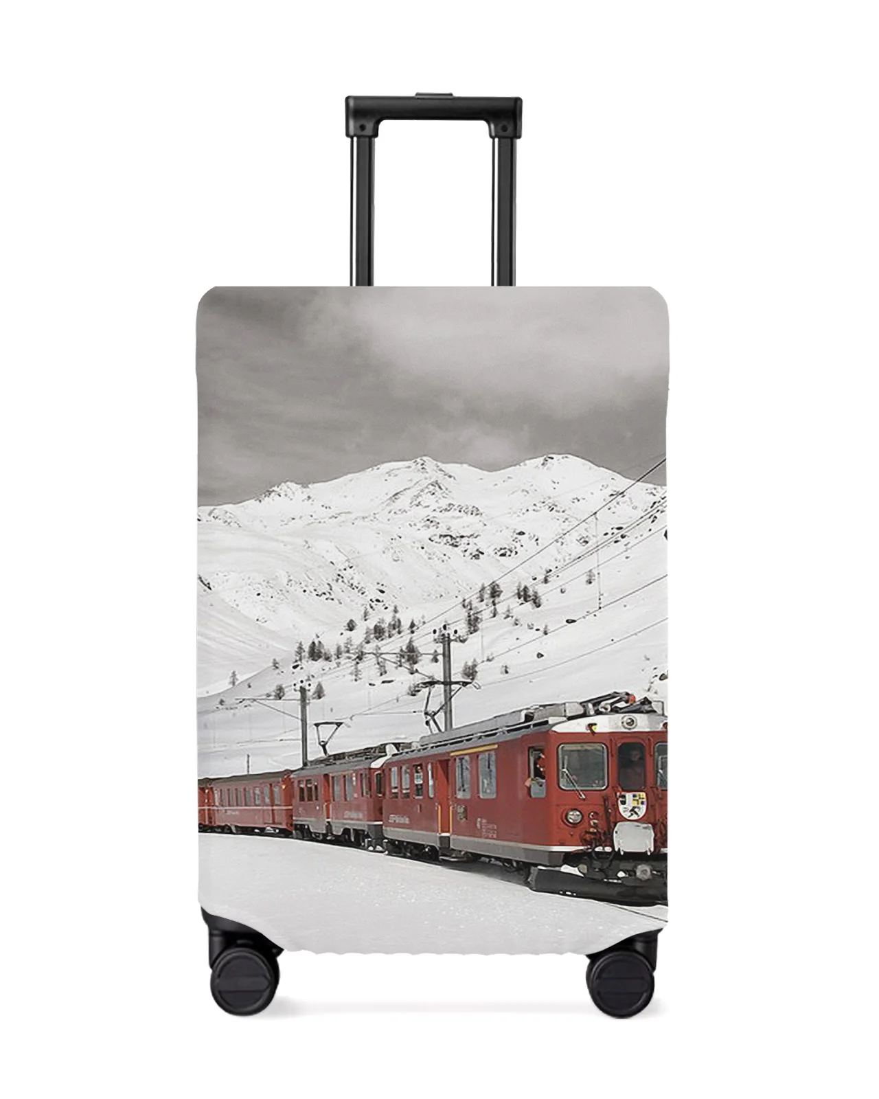 

Snow Mountain Red Train Travel Luggage Cover Elastic Baggage Cover For 18-32 Inch Suitcase Case Dust Cover Travel Accessories