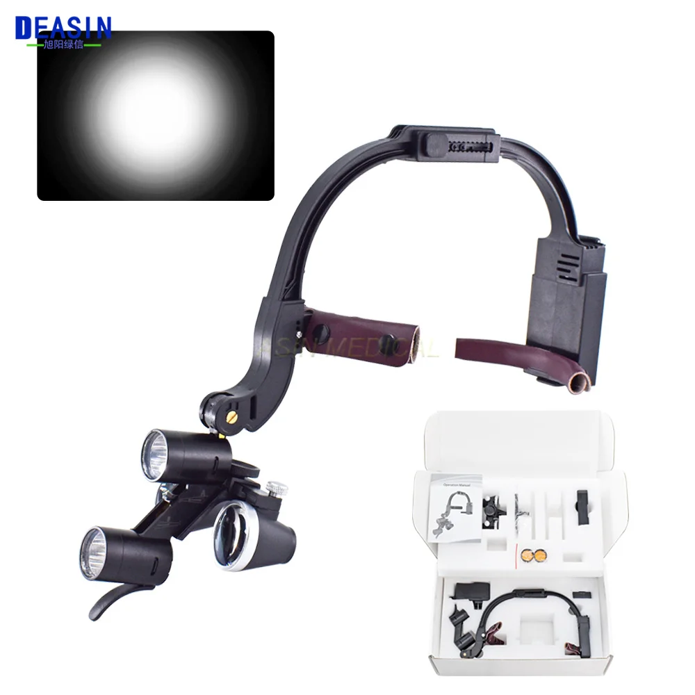 

Dental LED Head Light Lamp 2.5X 3.5X Dentisit Surgical Headlight Magnification Binocular Loupes For Lab Equipment