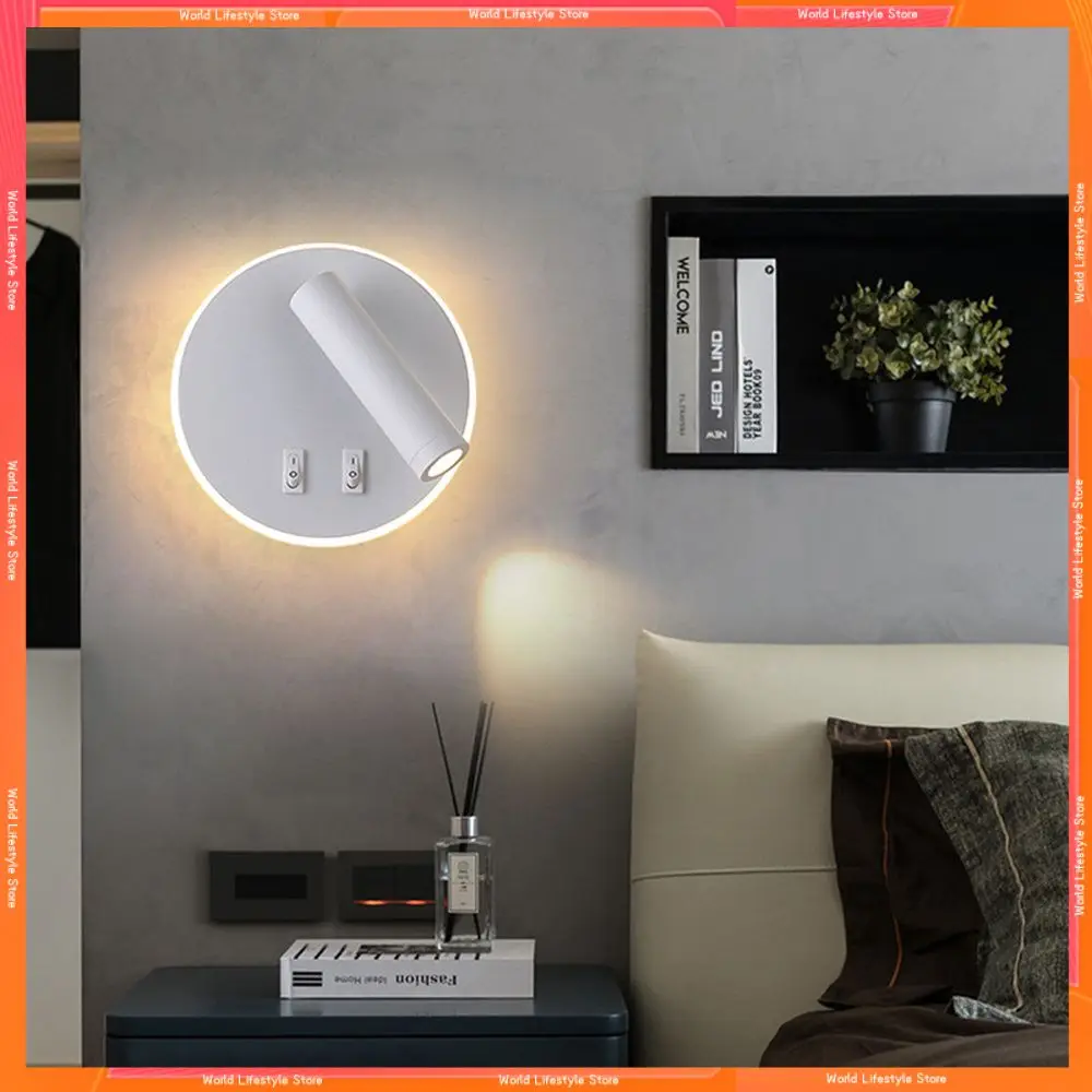 

Светодиодные светильники с выключателем, 220 В, прикроватная настенная лампа, зарядка через Usb, точечные светильники с вращением на 350 градусо...