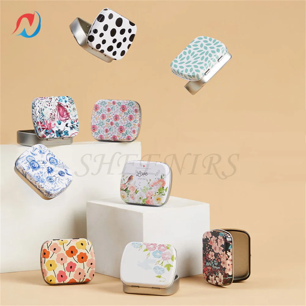 

20pcs 2.3x1.8x0.6 Inch Mini Metal Hinged Tin Box with Lid Rectangular Container Portable Storage Container Kit Candy Pill Cases