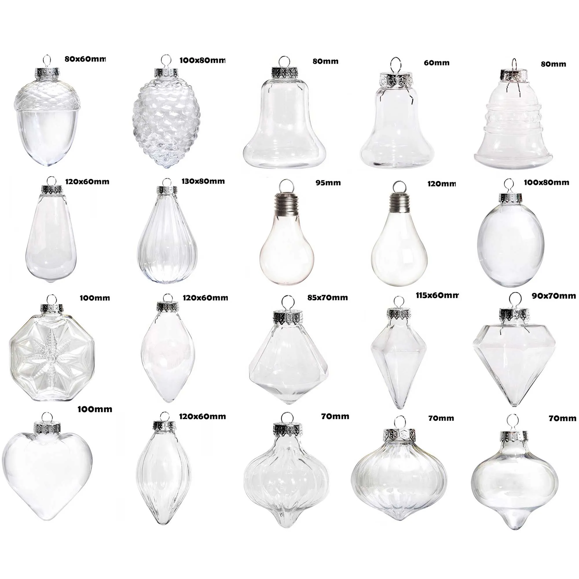 

Набор из 20 прозрачных пластиковых елочных шаров