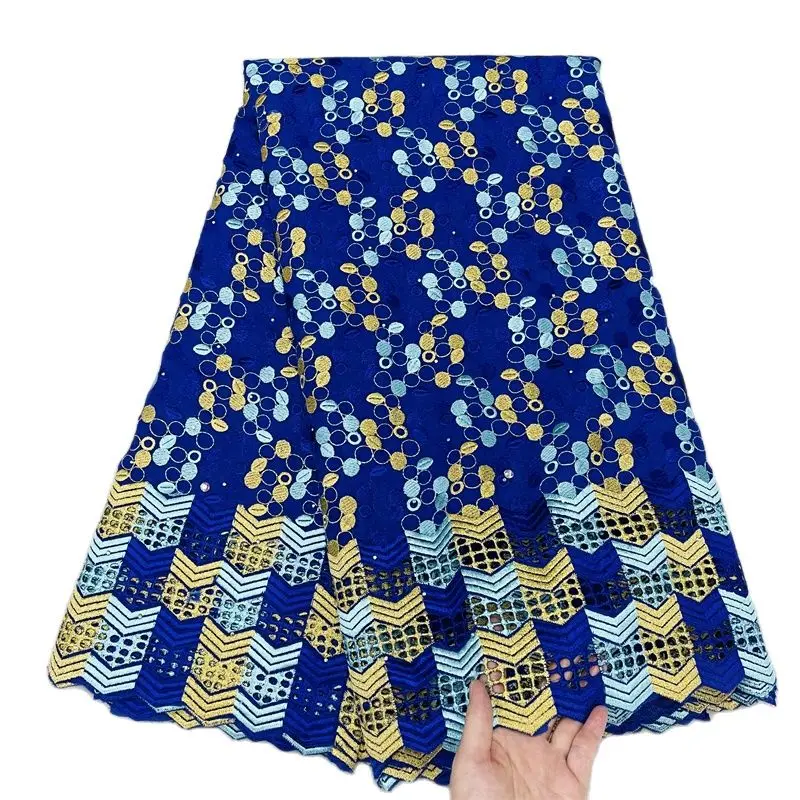 

Hollow Out Lace African Dry Lace Fabric Swiss Voile Lace With Stones For Wedding 100% Cotton Lace Fabric For Sewing Materials