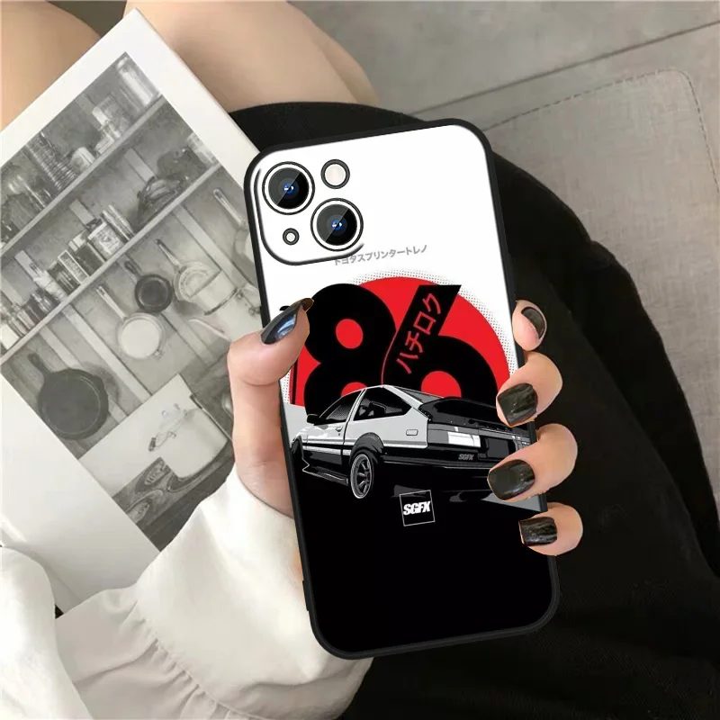 Черный телефонный чехол с аниме инициалом D для Apple iPhone 16 15 14 13 12 mini 11 8 7 Pro Max Plus