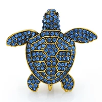 wulibaby rhinestone turtle brooches for women unisex 2 color lovely animal party casual brooch pin gifts