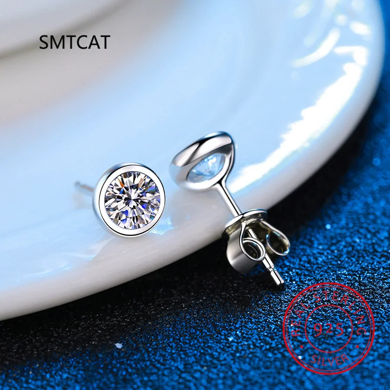 

Серьги женские из серебра 100% пробы, с мусанитом