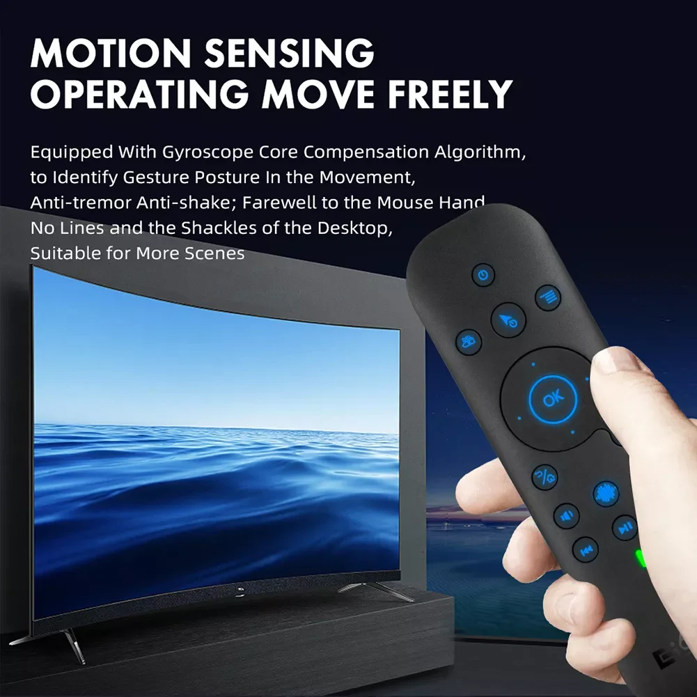 

NEW2023 2.4G Voice Backlight Remote Control Bluetooth-compatible 5.0 Air Mouse TV Remote Control 6-axis Gyroscope Dual Modes for