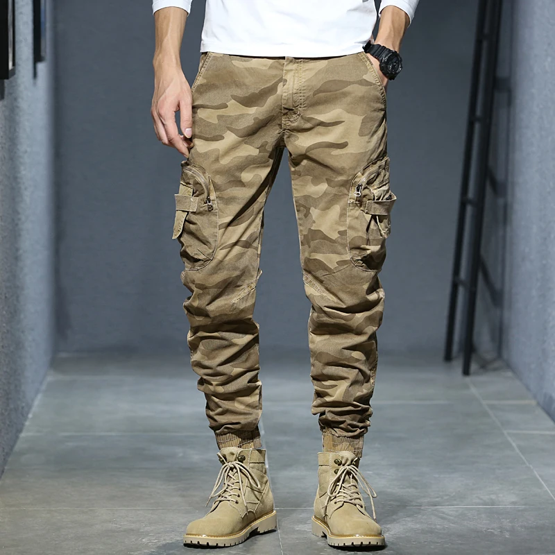 

Joggers Cargo Pants Men Casual Hiphop MultiPocket Male Trousers Sweatpants Streetwear Tactical Track KhakiCamouflage Pants