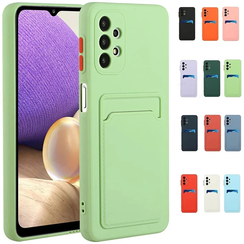 

Silicon Card Slot Holder Soft Case for Samsung Galaxy A52 5G A34 A14 A03S EU A02 A82 A71 A32 A42 M42 A72 A52 4G A54 Wallet Cover