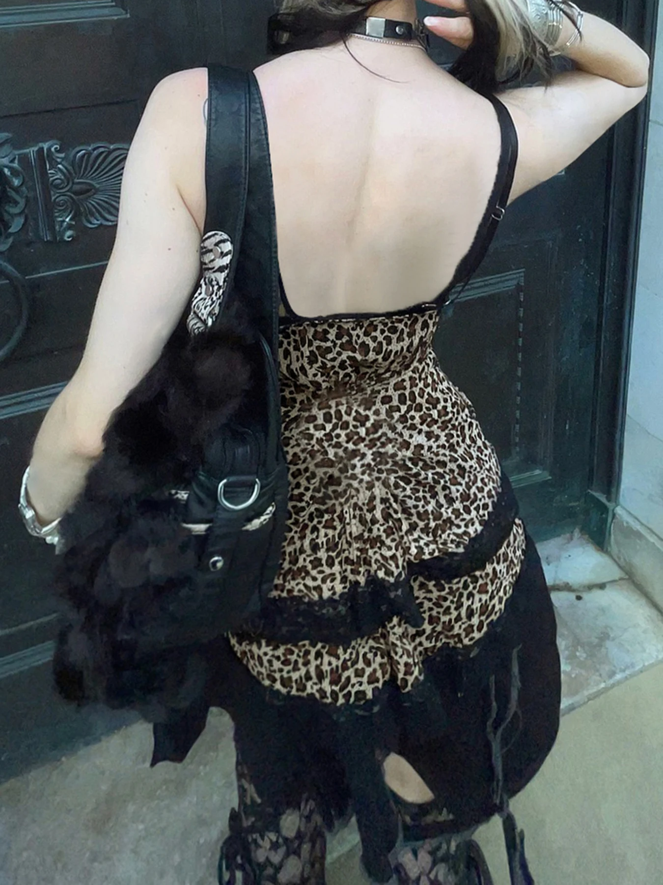 Sweetown Y2k леопардовые тонкие топы с кружевной отделкой и v-образным вырезом на шее