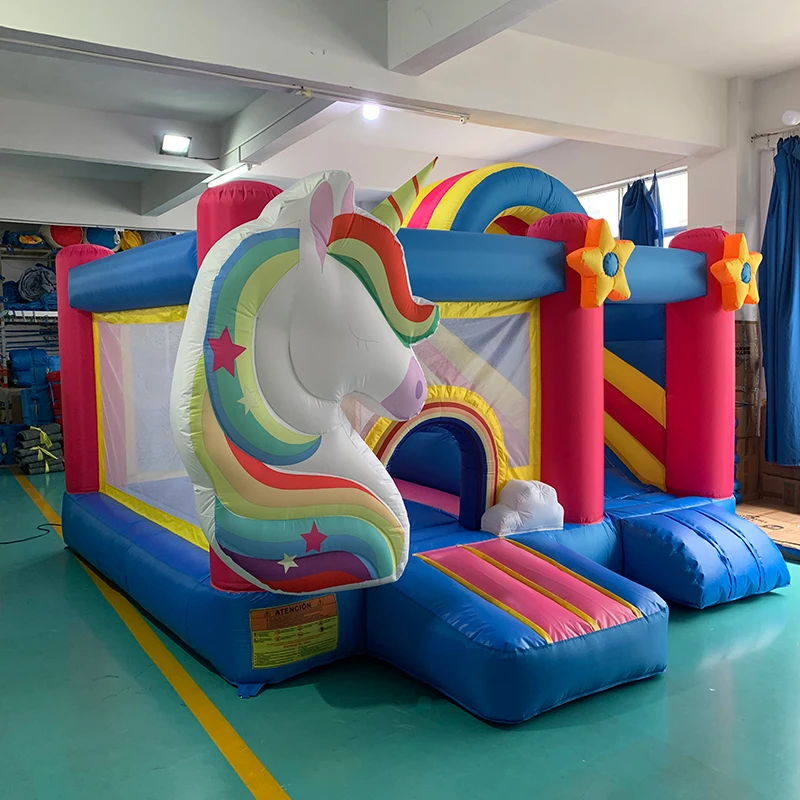 

YARD Inflatable Jumping Castle For Kids Unicorn 4.5*4*2.5M Bounce Castle Obstacle Course With Slide Bounce house With Blower