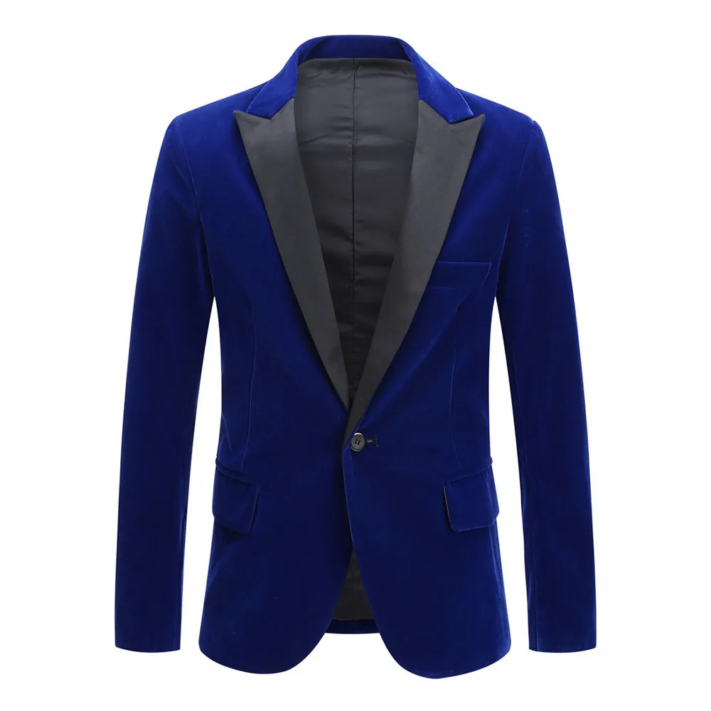 Men's Fashion Trend Velvet Groom Tuxedo Slim Fit Wedding Party Dress Business Casual Suit Jacket Banquet Single Blazers Coat