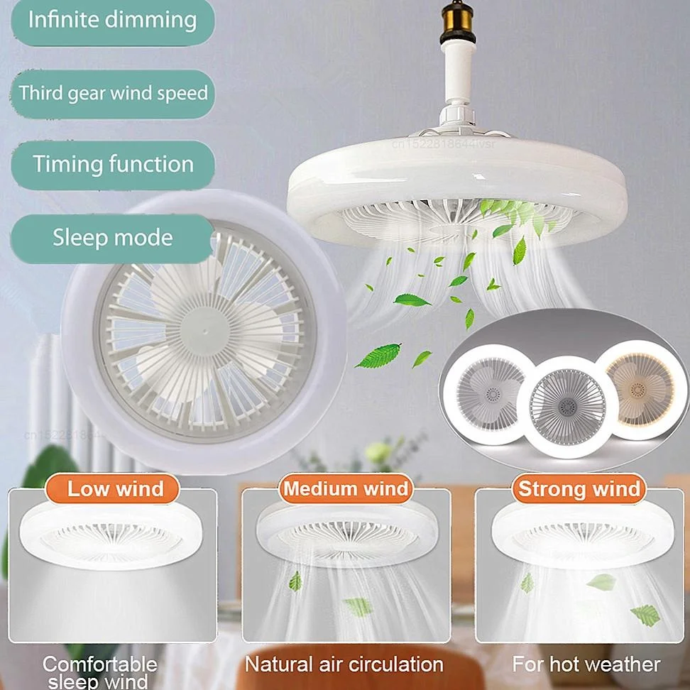 

E27 Ceiling Fan with Lights LED Fan Light Ceiling Light with Fan Electric Fan with Remote Control for Bedroom Living Room Decor