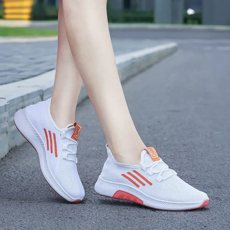 New Sneakers Women's Breathable Casual Mesh Shoes Comfort Soft Sole Senior Lace-up Non-slip Low Top Running Shoe