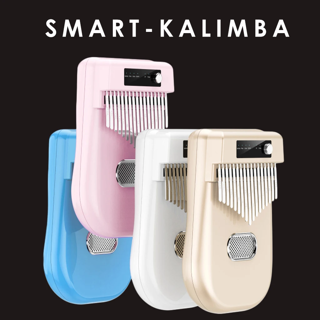 Mugig 17 Keys Electric Kalimba Thumb Piano w/Bluetooth Smart Kalimba 4 Kinds Of Timbre BT Connetion Mbira Golden Color