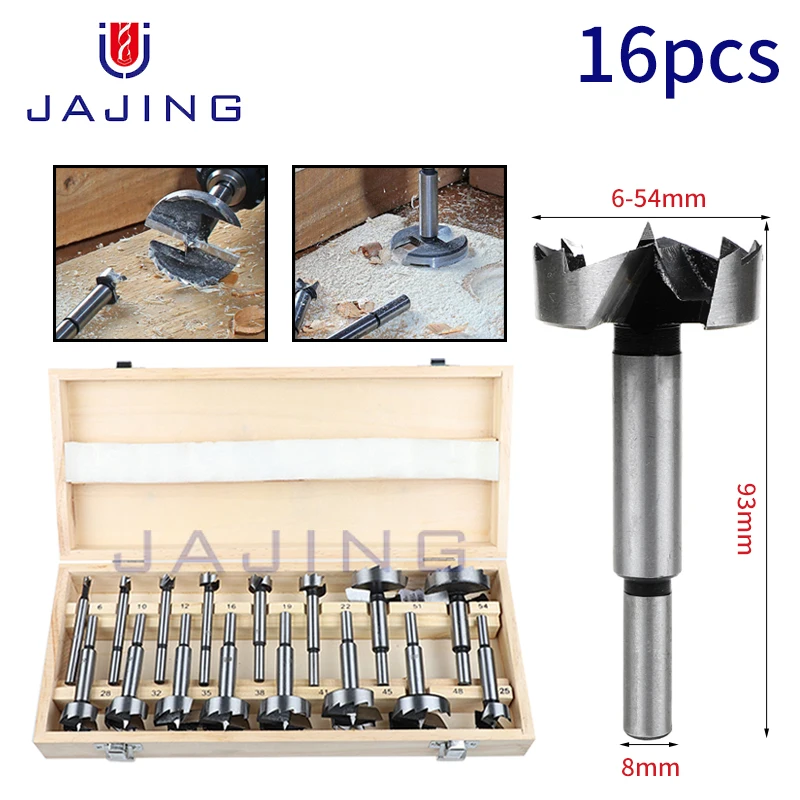 16pcs Saw Blade Forstner Drill Bit Set Hole Saw Cutter Drilling Tool Kit For Woodworking Furniture Door Hinge Boring Board Saw