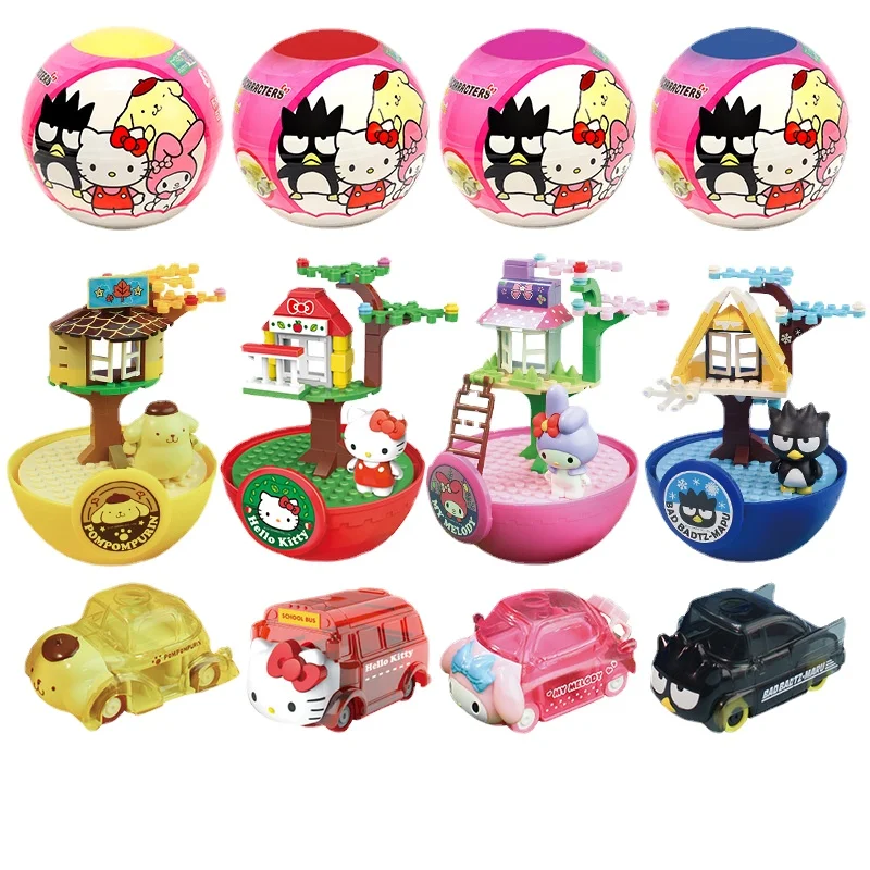 

Sanrio мультфильм КТ Кот Пом Пурин крутящиеся яйца четыре сезона головоломка и вставка блоки игрушки Праздничные подарки для детей