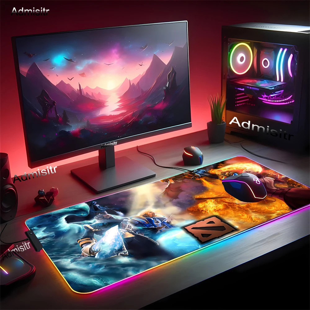 Фото DOTA2 Светодиодные игровые коврики для мыши Большой игровой настольный коврик PC Gamer Xxl Коврик для мыши RGB Крутой коврик для мыши Светящиеся коврики для мыши с подсветкой №5