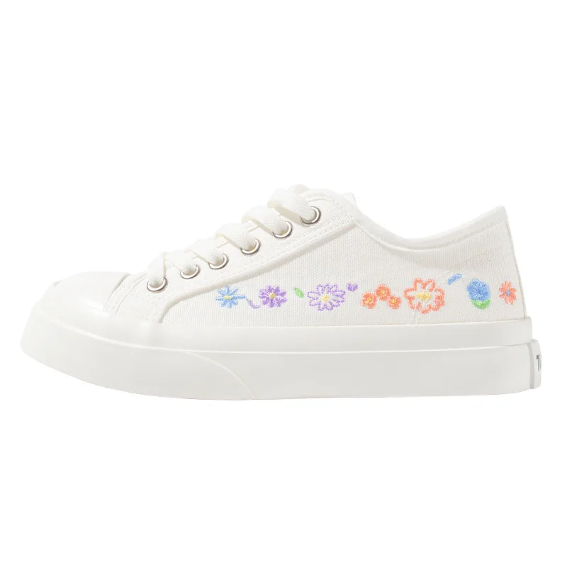 

Summer New Student Canvas Shoes Small Flower Women's Shoes All-Match Big toe Camping Hiking Shoes Top Small White Shoe TP266B