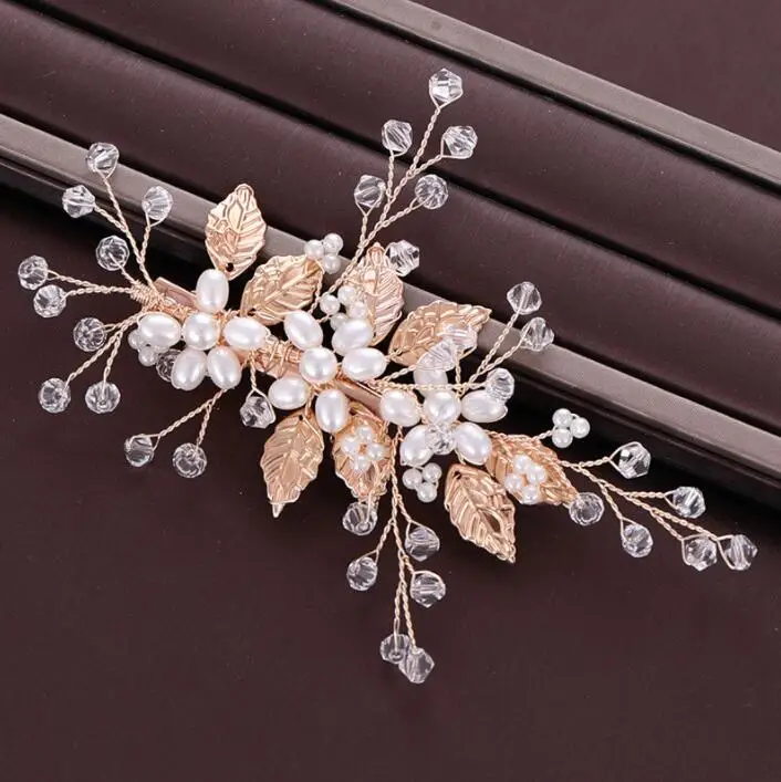 

Лидер продаж, Шпилька для волос с жемчужинами в форме листьев, свадебное платье и свадебные украшения