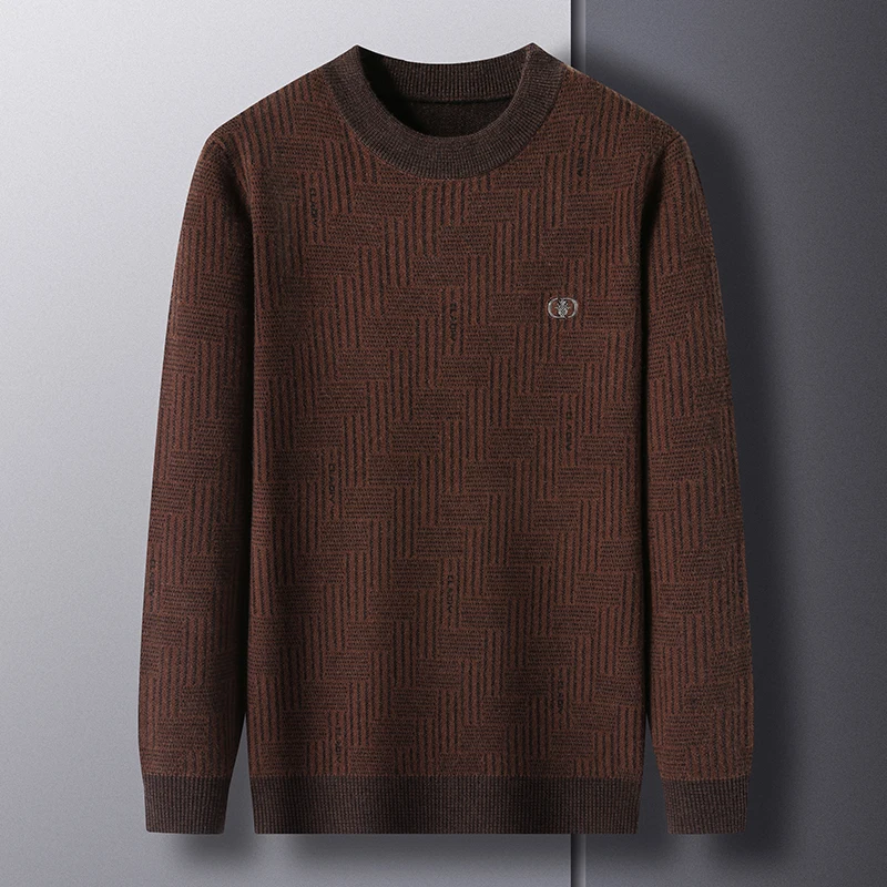 

Пуловер мужской с круглым вырезом, свитер в полоску, с длинным рукавом, утепленный, в британском стиле, осень/зима