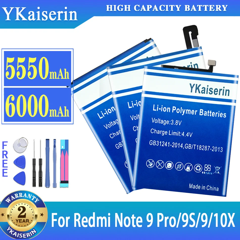 

YKaiserin high quality Battery For Xiaomi Redmi note 9 Pro 9S 10X note9 note9S 9Pro Batterij + Free Tools