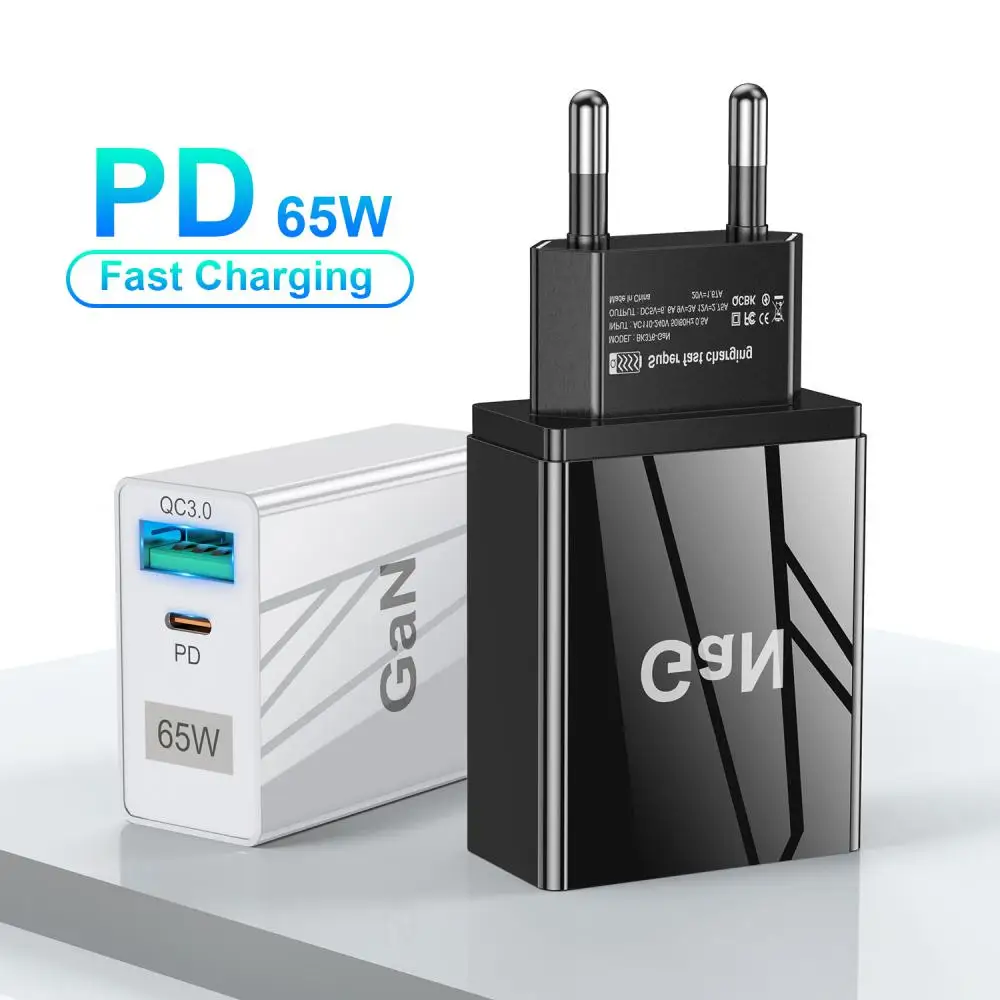 

Phone Fast Charger 65w Gallium Nitride Charger Pure Pc Flame Retardant Material Fast Charger Gan Mobile Phone Charger