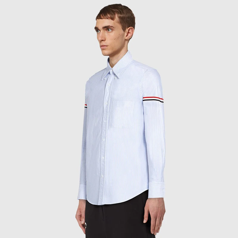 

Рубашка TB THOM мужская с отложным воротником, Классическая блуза в полоску, с длинным рукавом, деловая повседневная одежда, 2023