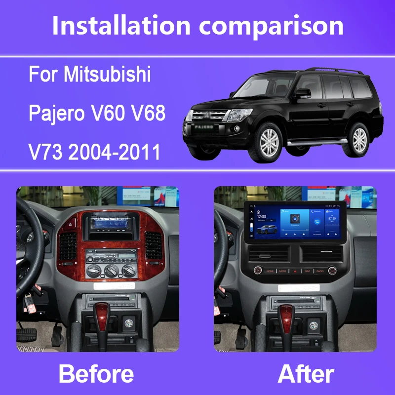 Автомобильный мультимедийный плеер 12 3 дюйма для Mitsubishi Pajero V60 V68 V73 2004-2011 Android 0