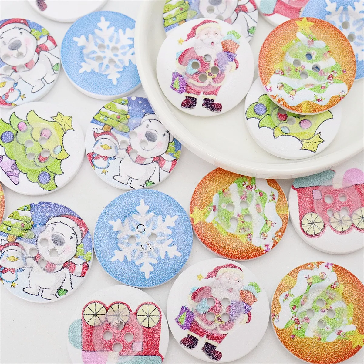 20 шт. 30 мм большие деревянные смешанные рождественские пуговицы круглые Швейные