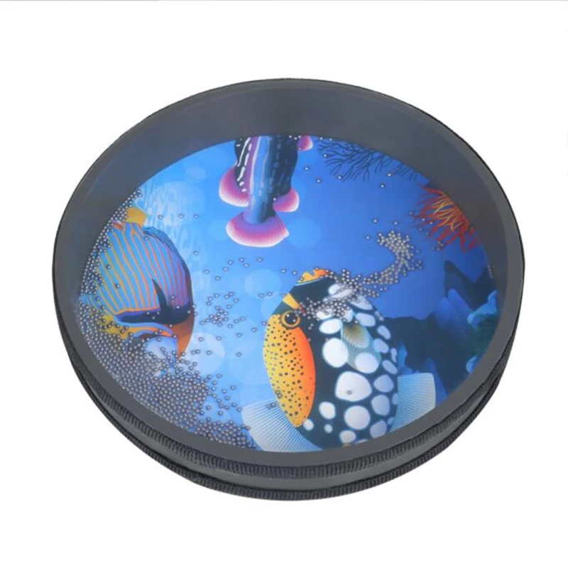 

10 Inch Ocean Drum Wooden Handheld Sea Wave Drum Percussion Instrument Gentle Sea Sound Musical Toy Gift For Kids
