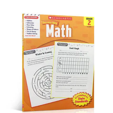 

Original Popular Education Books Scholastic Success with Math, Grade 2 English Exercise Assessment Picture Book for Kids