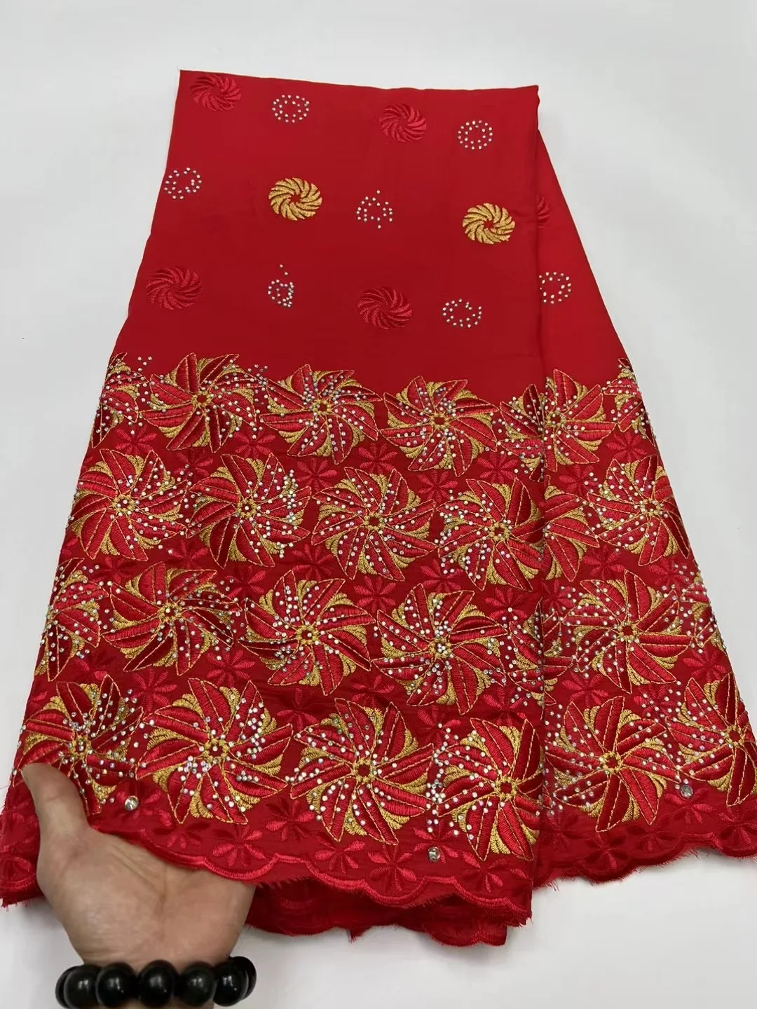 5 ярдов вышитая хлопчатобумажная кружевная ткань с ветряной мельницей 2023