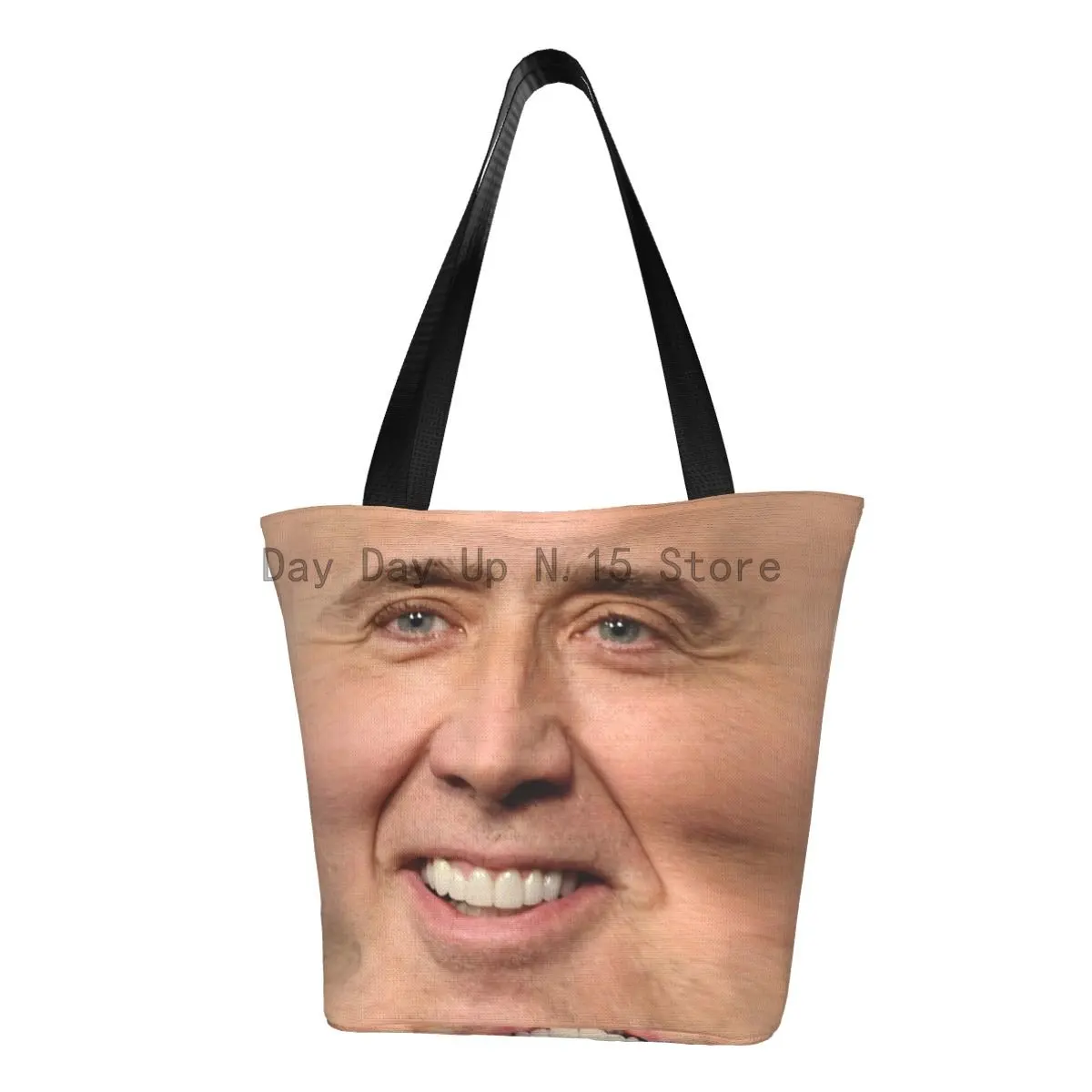 

Nicolas Cage Groceries Shopping Bags Fashion Print Canvas Shopper Tote Shoulder Bags Large Capacity Washable Funny Meme Handbag