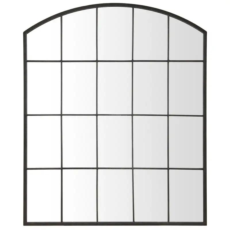 

Co. Black Dempsey Windowpane Wall Mirror, Farmhouse, Arched, 30 x 1 x 36.25 in