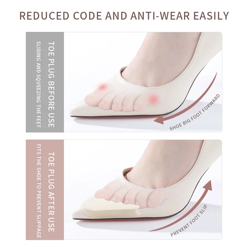2023 Forefoot Insert Pad Protect Toes For Women High Heels Toe Plug Cushion Sponge Shoe Feet Filler Insoles Anti-Pain Shoe Pad