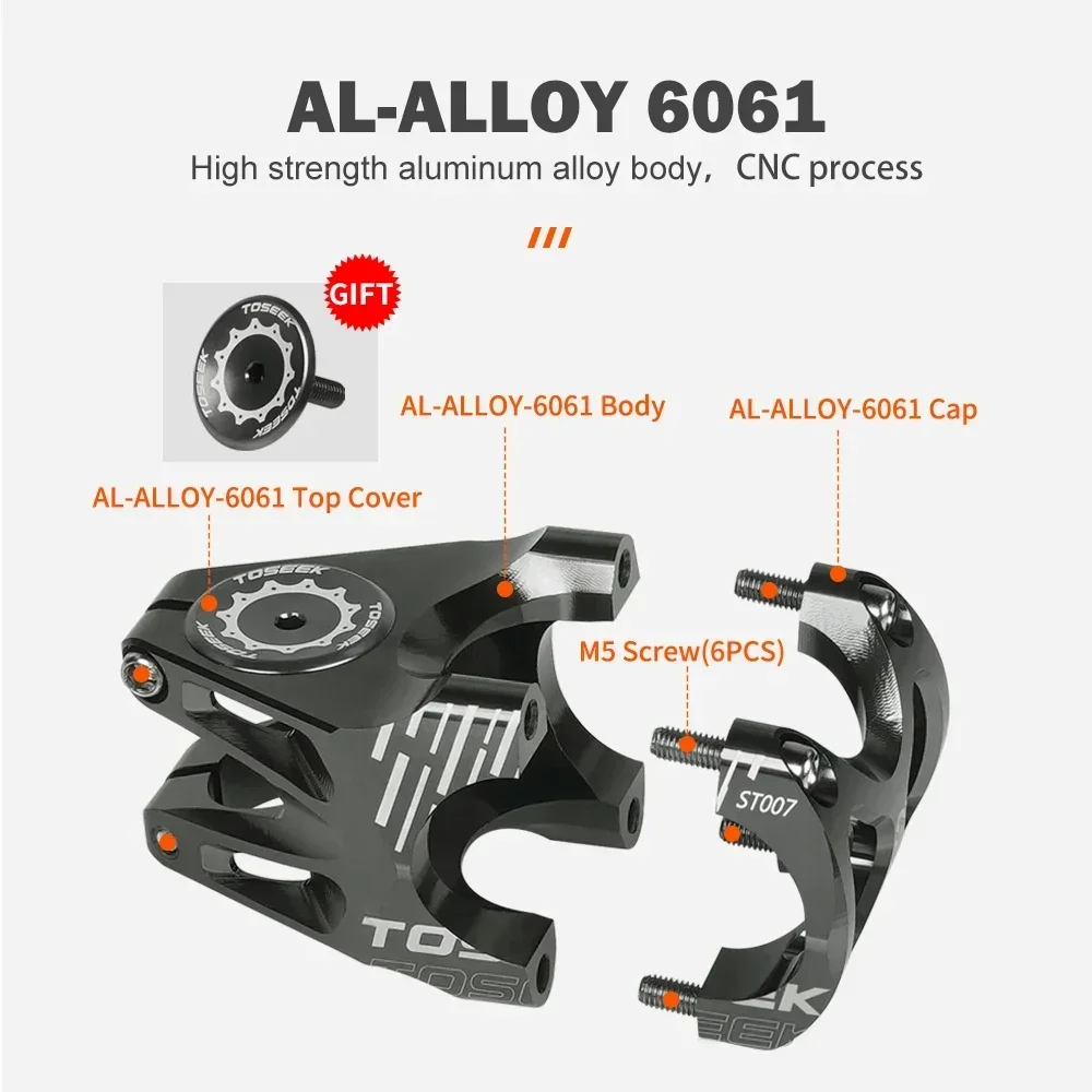 Кронштейн для горного велосипеда TOSEEK 32 мм/45 мм ультралегкий высокопрочный