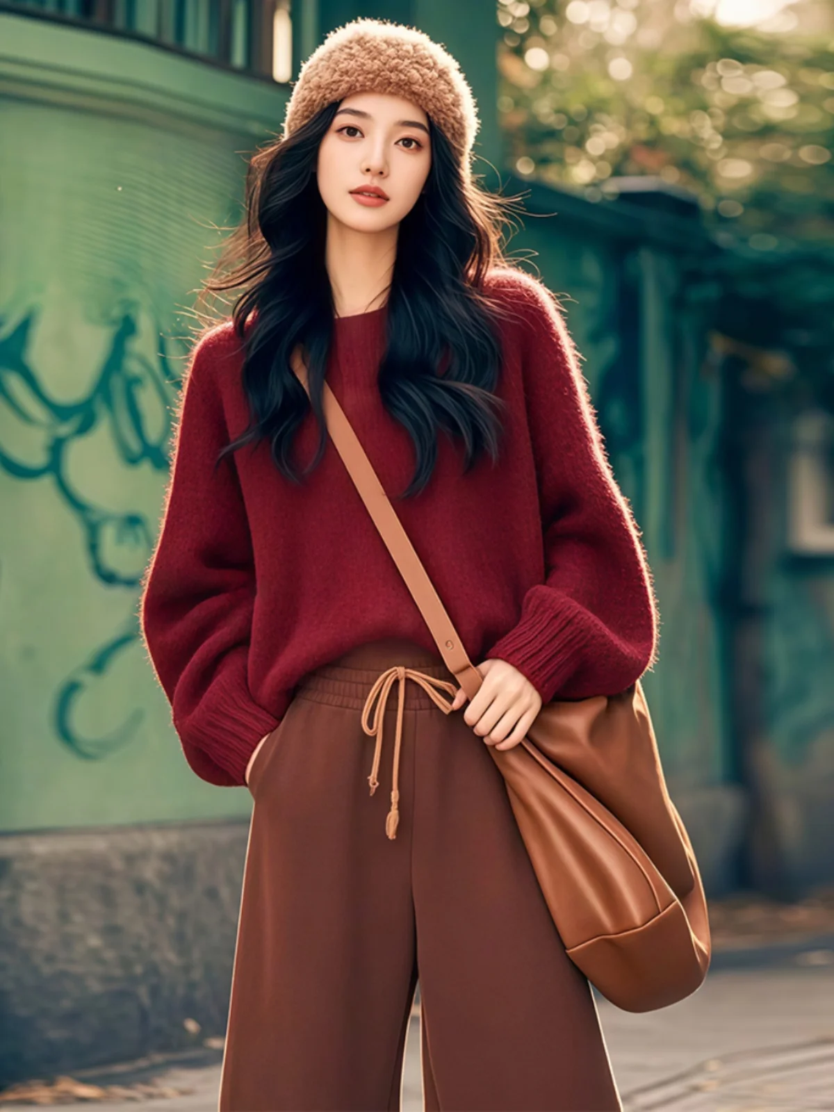 Красное новогоднее пальто Броня Вязаный свитер Женский 2025 Змеиный год Осень и